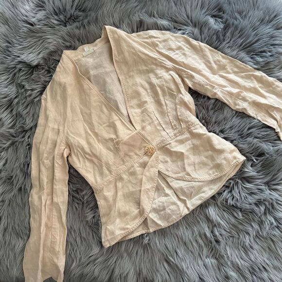 J Jill Cream Blazer with Wrap-Style Front and Fitted Design - Picture 1 of 9